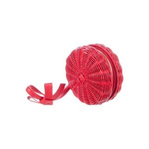 Paule Ka Red Wicker Wristlet With Leather Bow Accent & Zip Closure